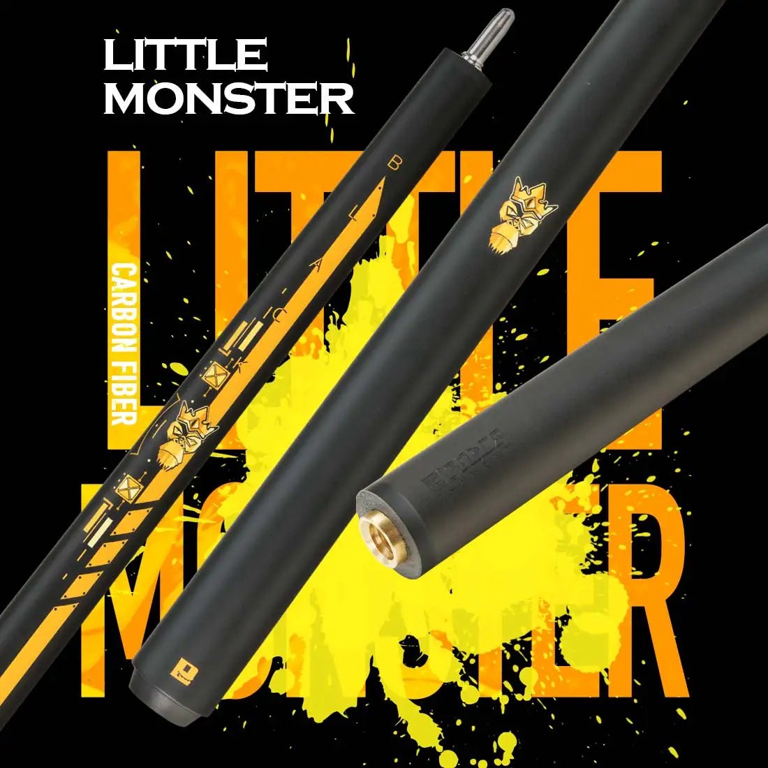 2 in 1 Little Monster Black Carbon Pool Cue Stick