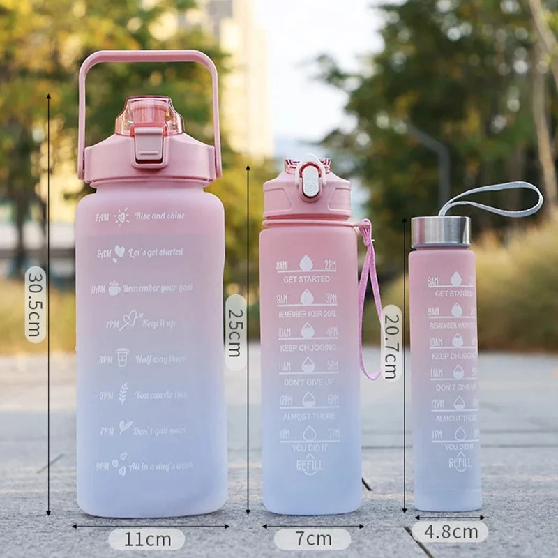 Gradient Large Capacity Sports Water Bottle With Straw