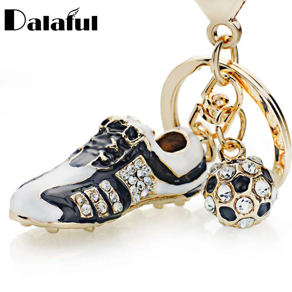 Crystal Football Soccer Shoes Rhinestone Keychains