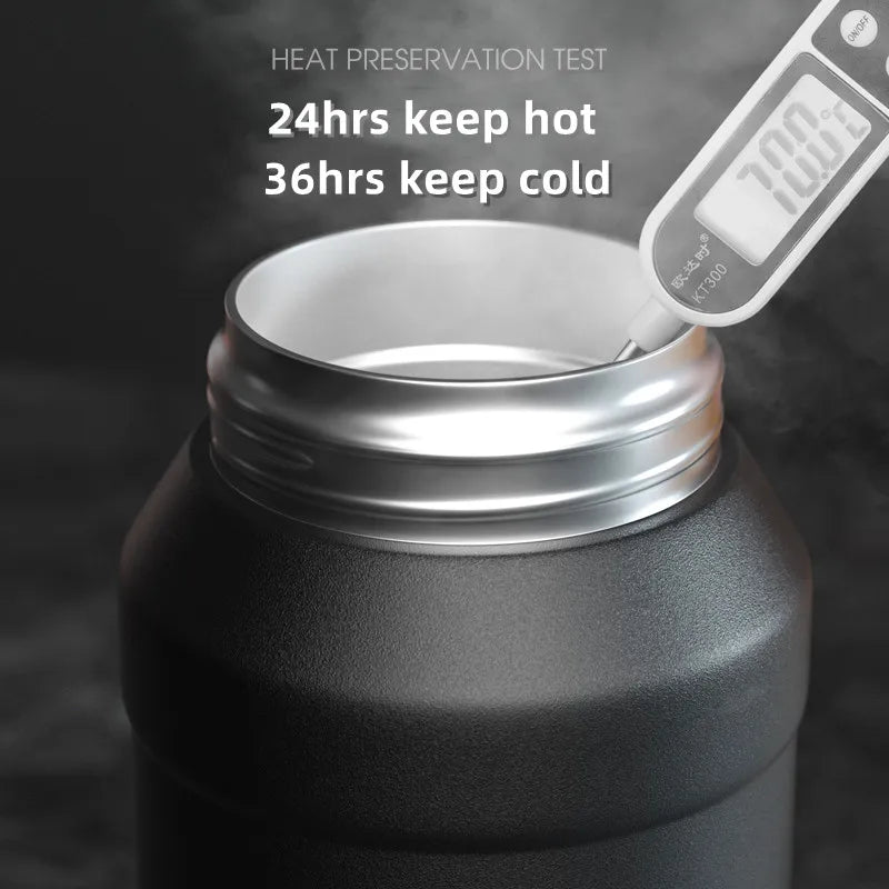 2L Thermos Bottle with Removable Straw and Carry Handle Stainless Steel