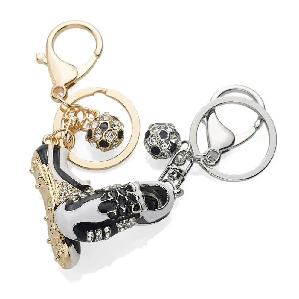 Crystal Football Soccer Shoes Rhinestone Keychains