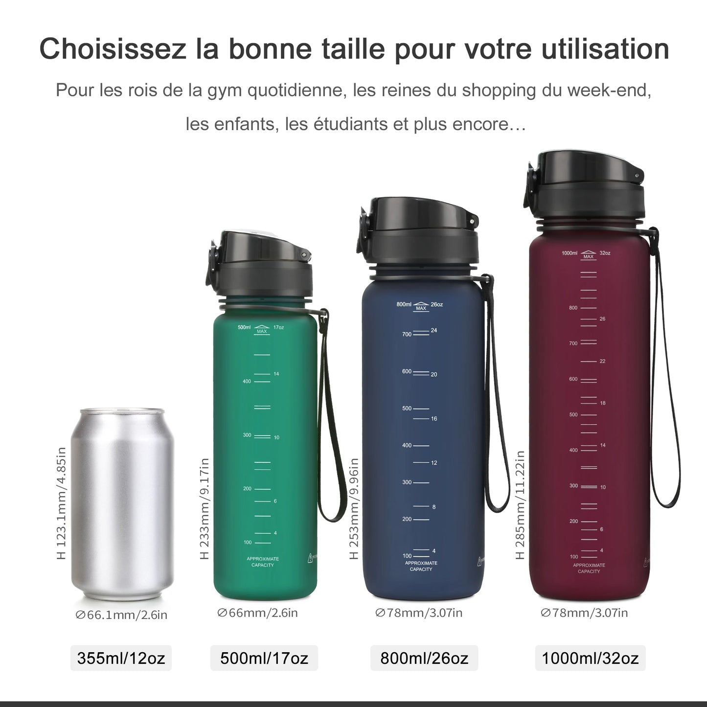 500/1000ML Sports Water Bottle